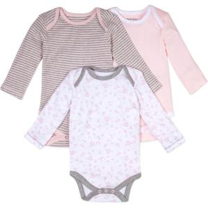 A-Bee-C Long Sleeve Organic Baby Bodysuits 3 Pack(Dusty Dandelions)