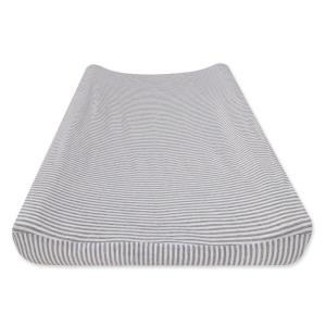 Burt’s Bees Baby – Changing Pad Cover, 100% Organic Jersey Cotton Changing Pad Liner for Standard 16 x 32 Inch Changing Mats(Heather Grey Stripe)