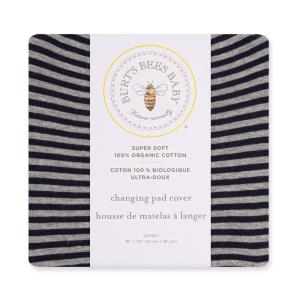 Burt’s Bees Baby – Changing Pad Cover, 100% Organic Jersey Cotton Changing Pad Liner for Standard 16 x 32 Inch Changing Mats(Navy Stripe)