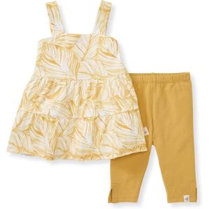 Burt’s Bees Baby Baby Girls Top and Pant Set, Tunic and Leggings Bundle, 100% Organic Cotton(Leafy Jungle)
