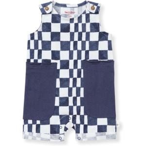 Burt’s Bees Baby baby-boys Sleeveless Romper, 100% Organic Cotton One-piece Romper Suit(Blue Smoke Check)
