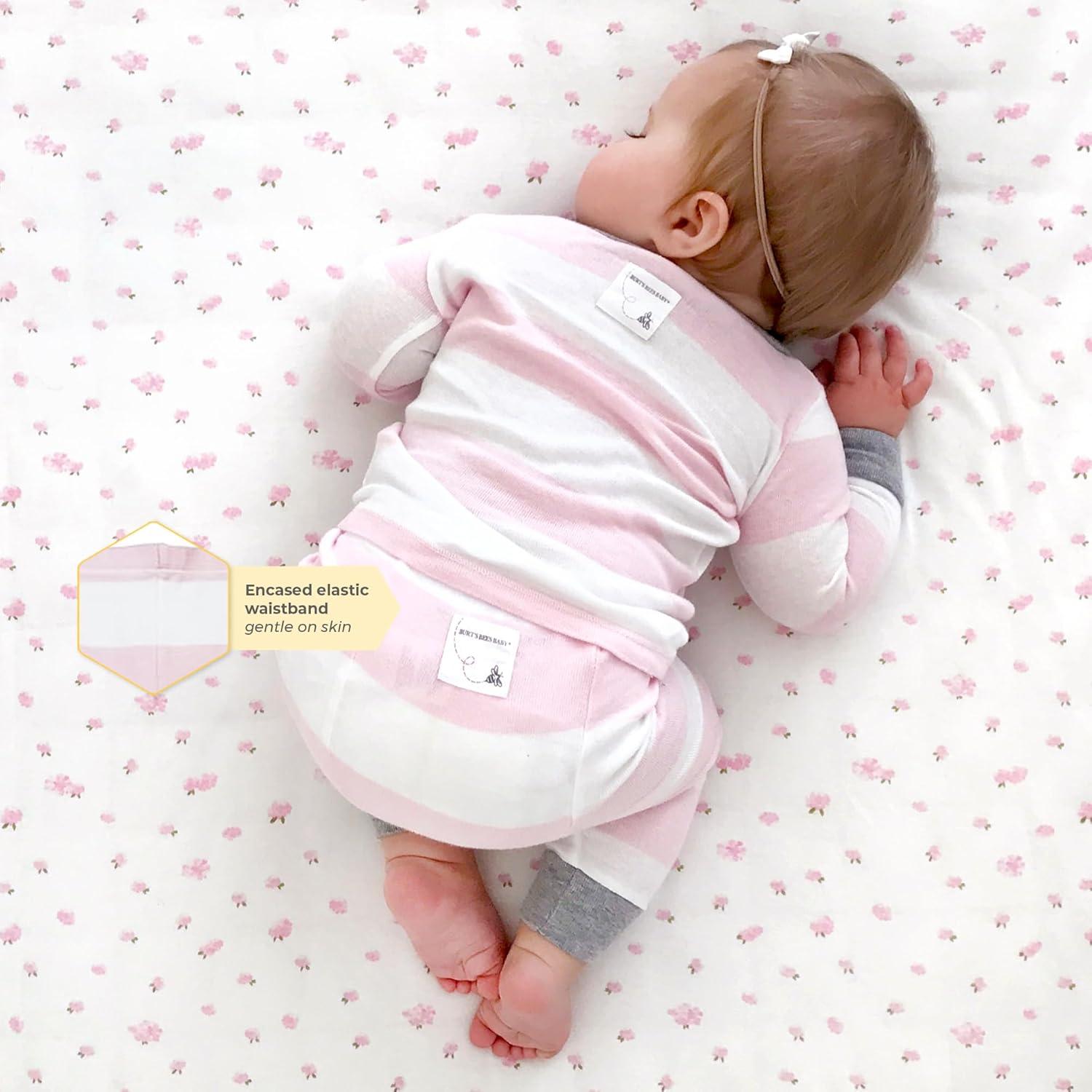 imageBurts Bees Baby Girls Pajamas 2Piece Long Sleeve Tee and Pants Organic Cotton PJ SetWhimsical Garden