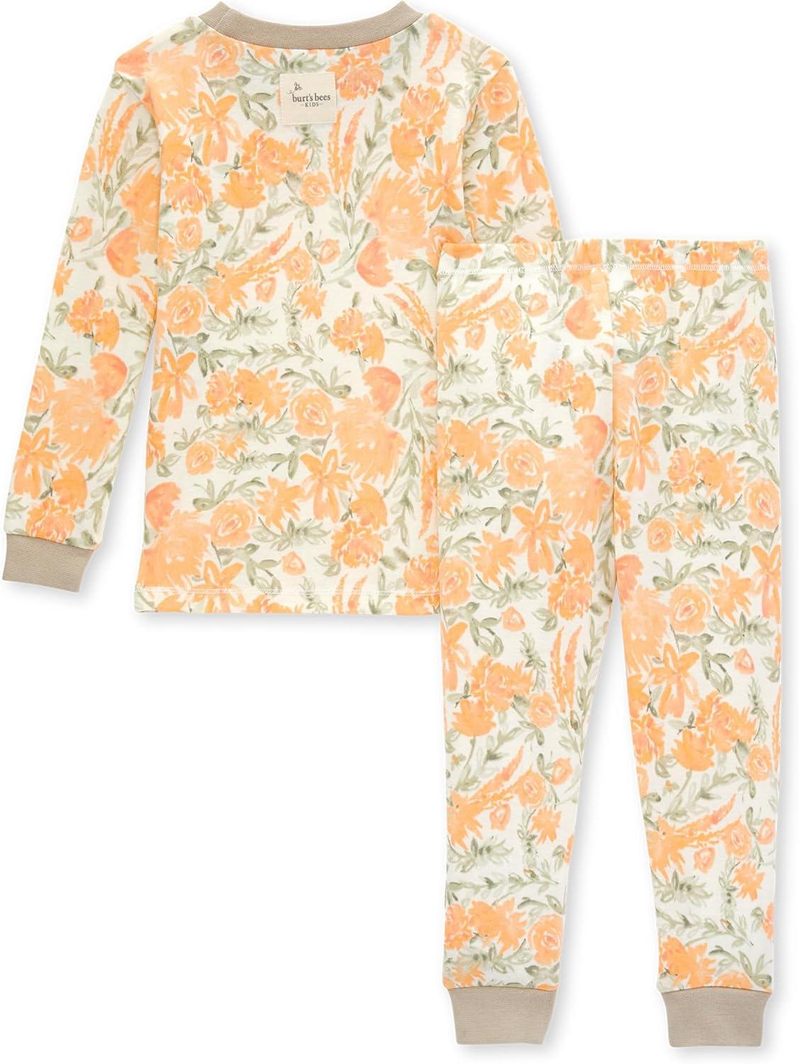 imageBurts Bees Baby Girls Pajamas 2Piece Long Sleeve Tee and Pants Organic Cotton PJ SetWhimsical Garden