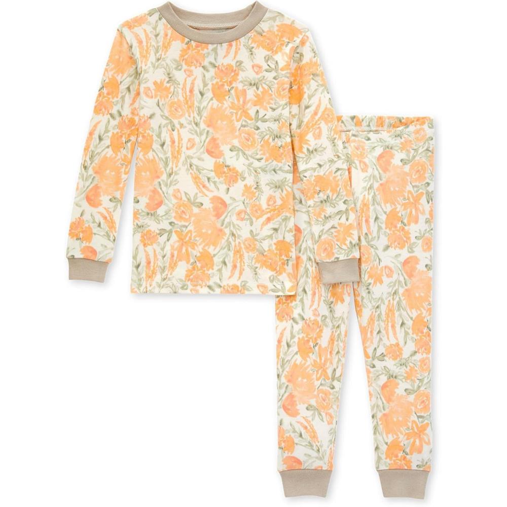 imageBurts Bees Baby Girls Pajamas 2Piece Long Sleeve Tee and Pants Organic Cotton PJ SetWhimsical Garden